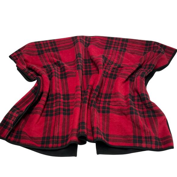Woolrich Cardigan Womens One Size Red Black Plaid Reversible Blanket Scarf - Picture 3 of 7